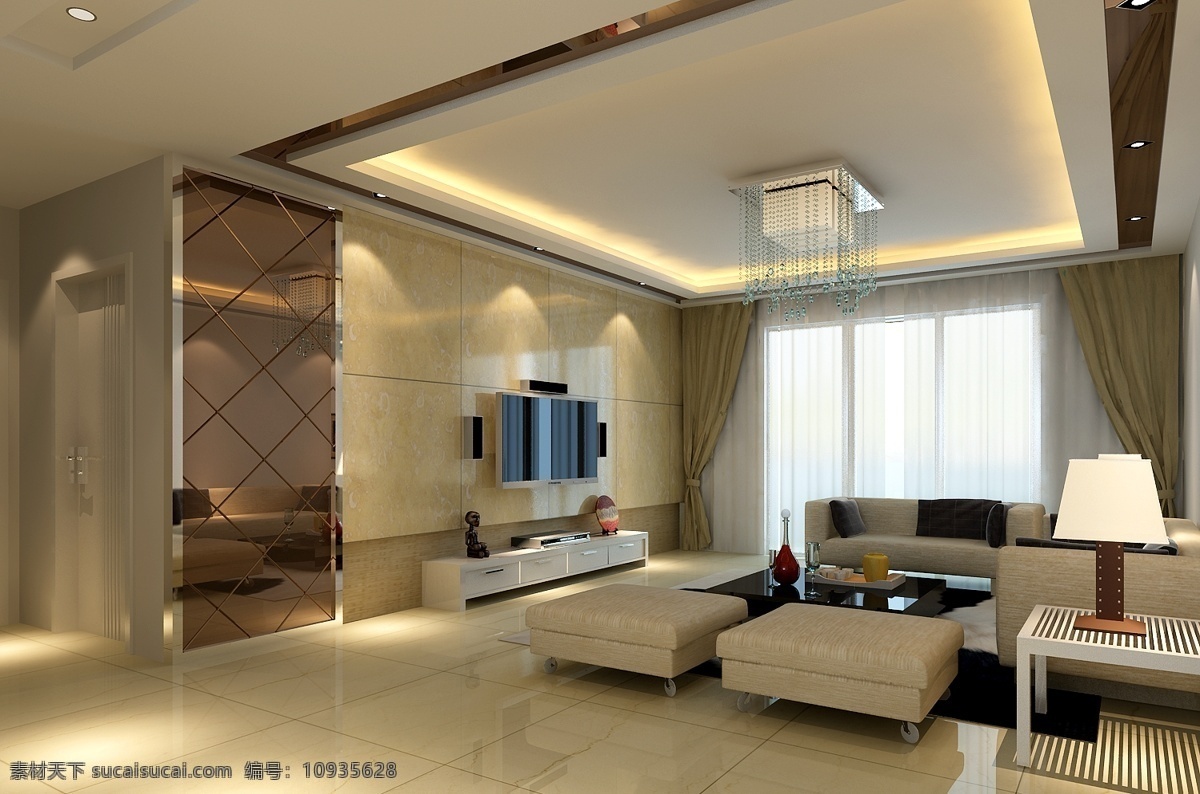 客厅 装饰 模型 电视机 沙发茶几 时尚客厅 室内设计 现代客厅 3d模型素材 室内装饰模型