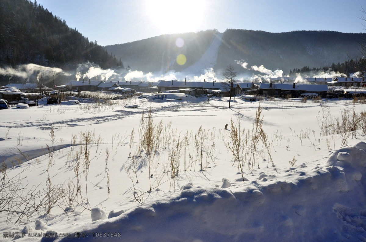 雪乡风景 雪乡 乡村 雪地 双峰林场 牡丹江 冬季 大雪 寒冷 村庄 早晨 国内旅游 旅游摄影 灰色