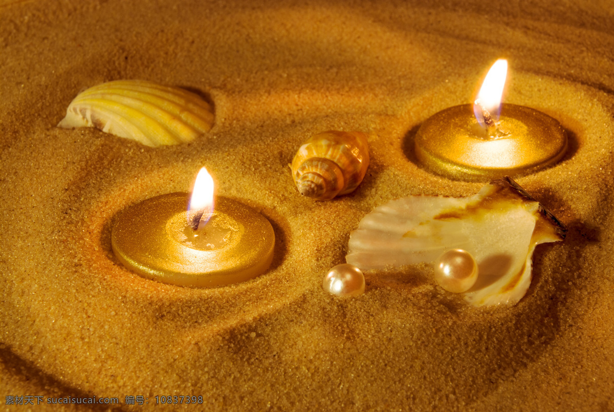 沙滩 上 珍珠 蜡烛 香薰蜡烛 烛光 蜡烛摄影 美容用品 生活用品 生活百科