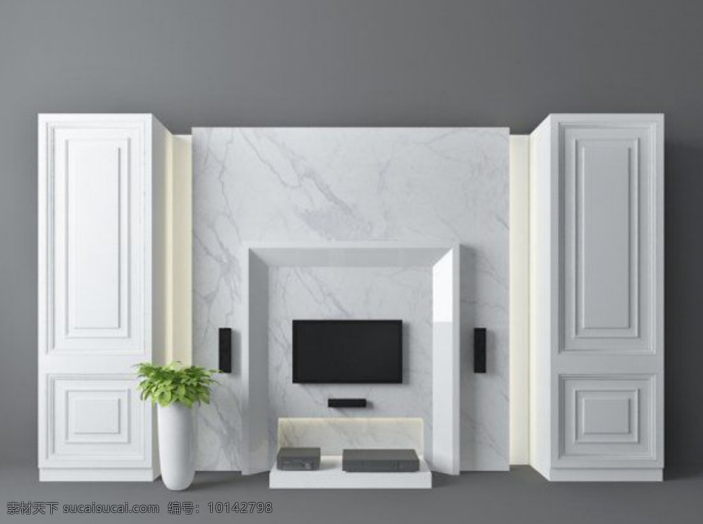 欧式电视墙 简约 现代 原创 3d 电视墙 隔断柜 3d设计