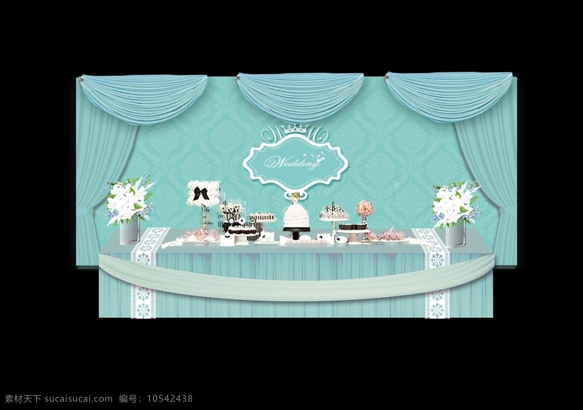 蒂 芙 尼 蓝 婚礼 甜品 区 甜品台 玻璃花瓶 蕾丝 纱幔 布幔 桌子 欧式花纹 文化艺术 节日庆祝