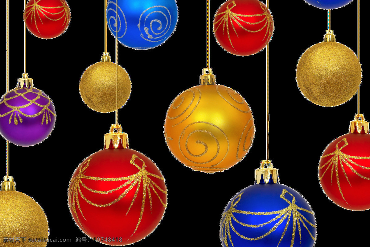 彩色 球体 圣诞节 圣诞 节日 透明素材 免扣素材 装饰图案