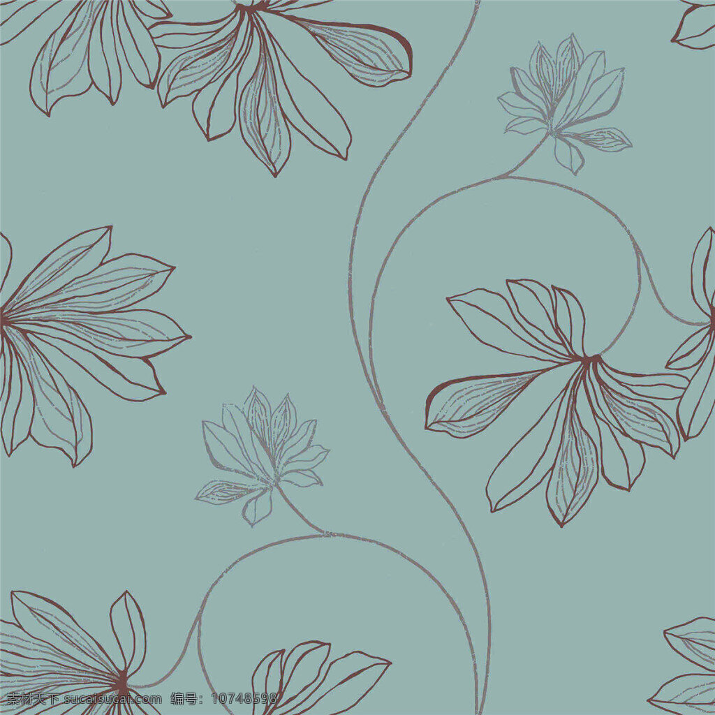清新 简约 深蓝色 底纹 花朵 壁纸 图案 壁纸图案 花朵壁纸 莲花图案 深色底纹 植物元素
