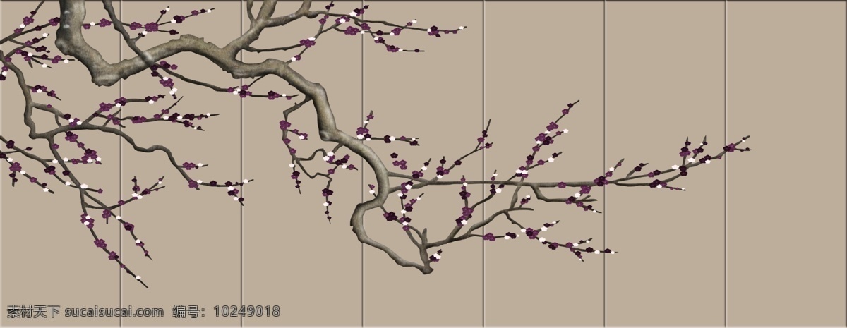 花鸟图 古典梅花 软包背景墙