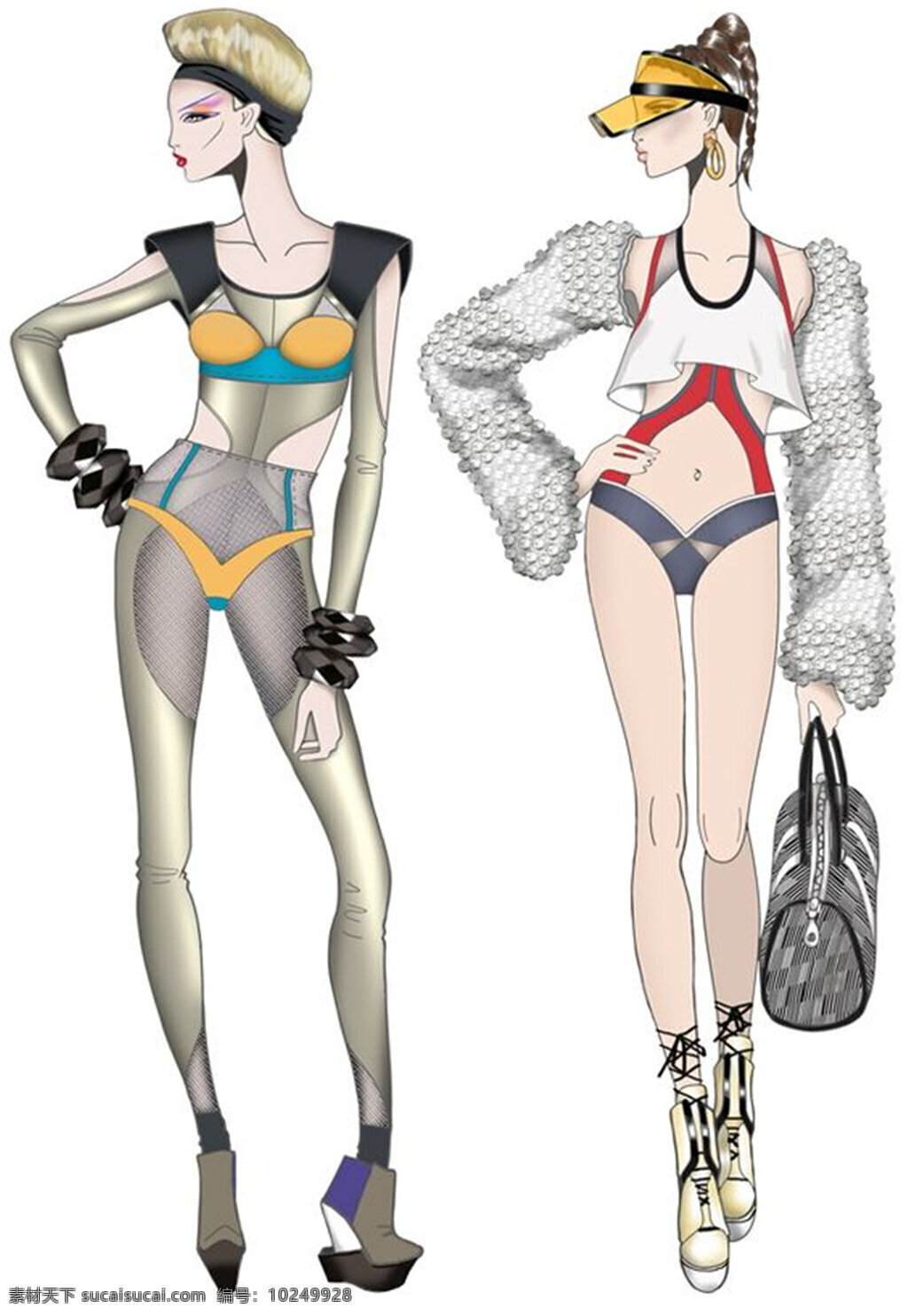 时尚 美丽 泳衣 女装 效果图 服装设计 服装效果图 连体内衣