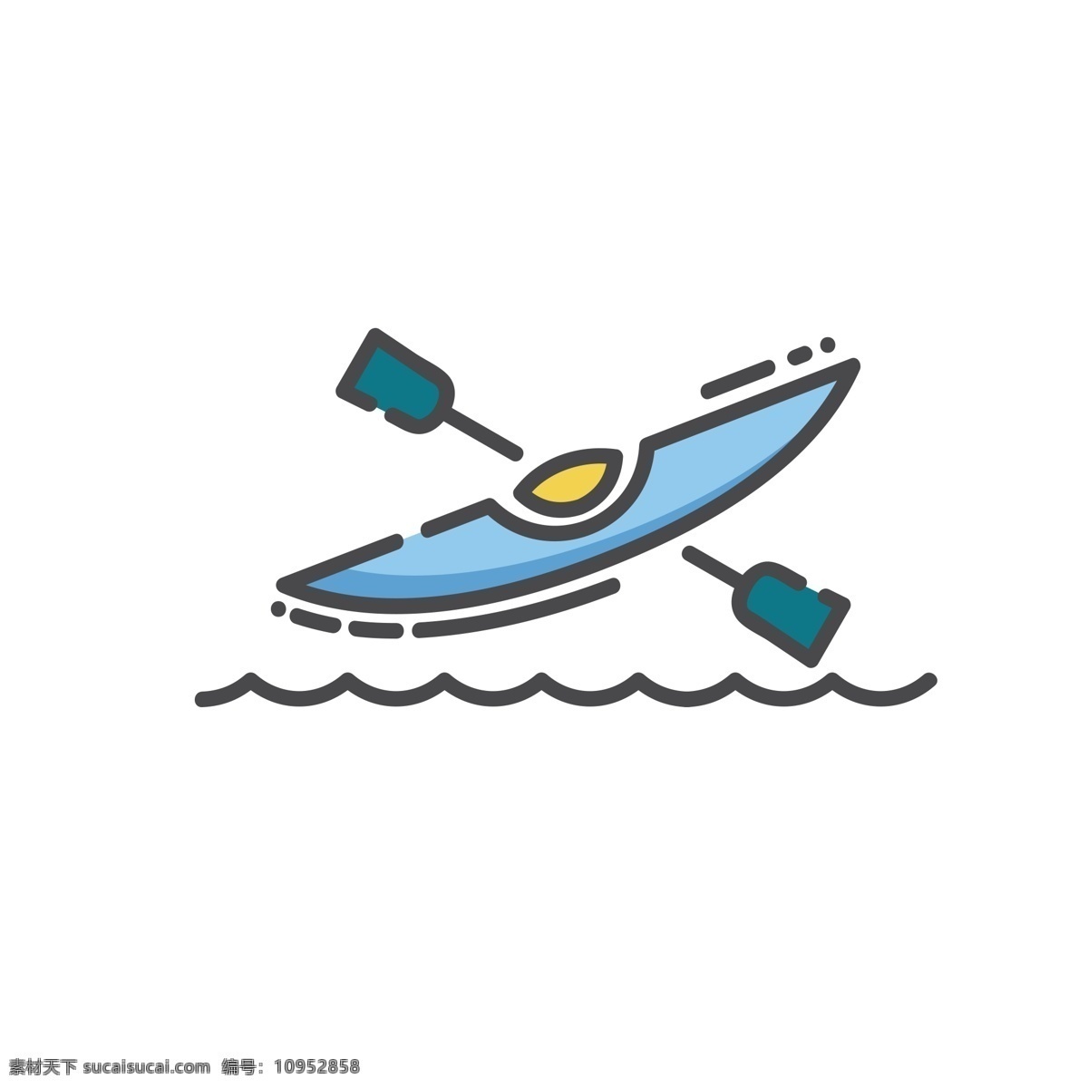 卡通单人划艇 单人划艇 水上运动 扁平化ui ui图标 手机图标 界面ui 网页ui h5图标