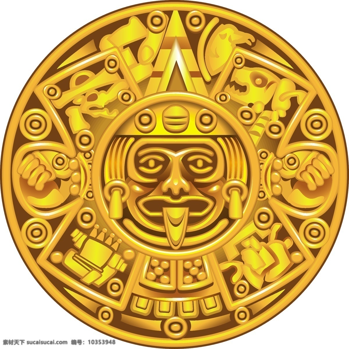 金 玛雅 日历 盘 矢量 日历牌 玛雅人的预言 矢量图 其他矢量图