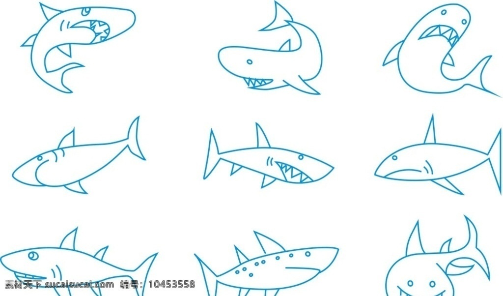 鲨鱼简笔画 鲨鱼 简笔画 小动物简笔画 动物简笔画 卡通画 动物 线条 线描 线稿 轮廓画 素描 绘画 绘图 插图 插画 幼儿简笔画 儿童简笔画 矢量素材 简图