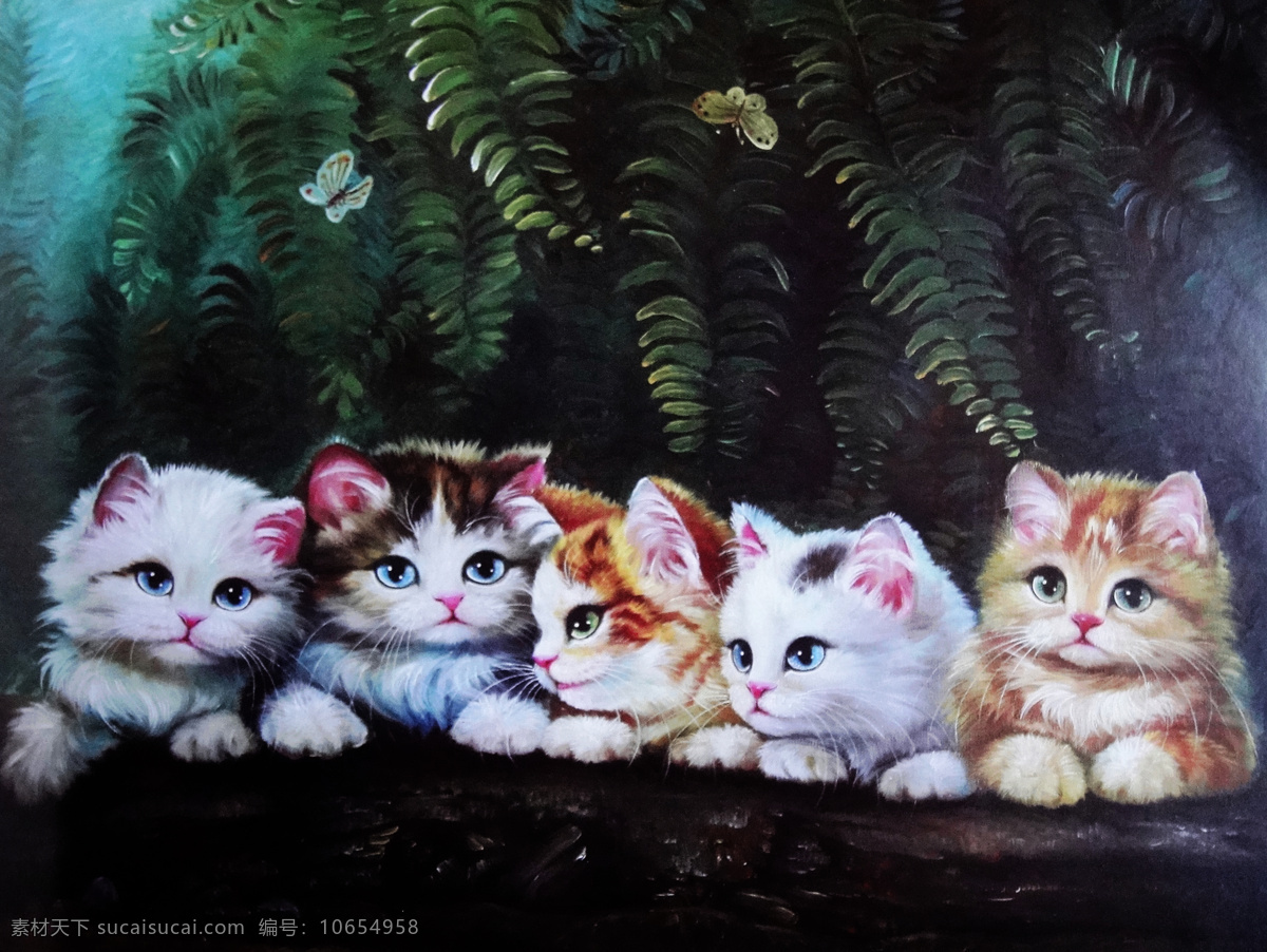 小猫 绘画书法 可爱 猫 文化艺术 写实 油画 花猫 油画技法 装饰素材