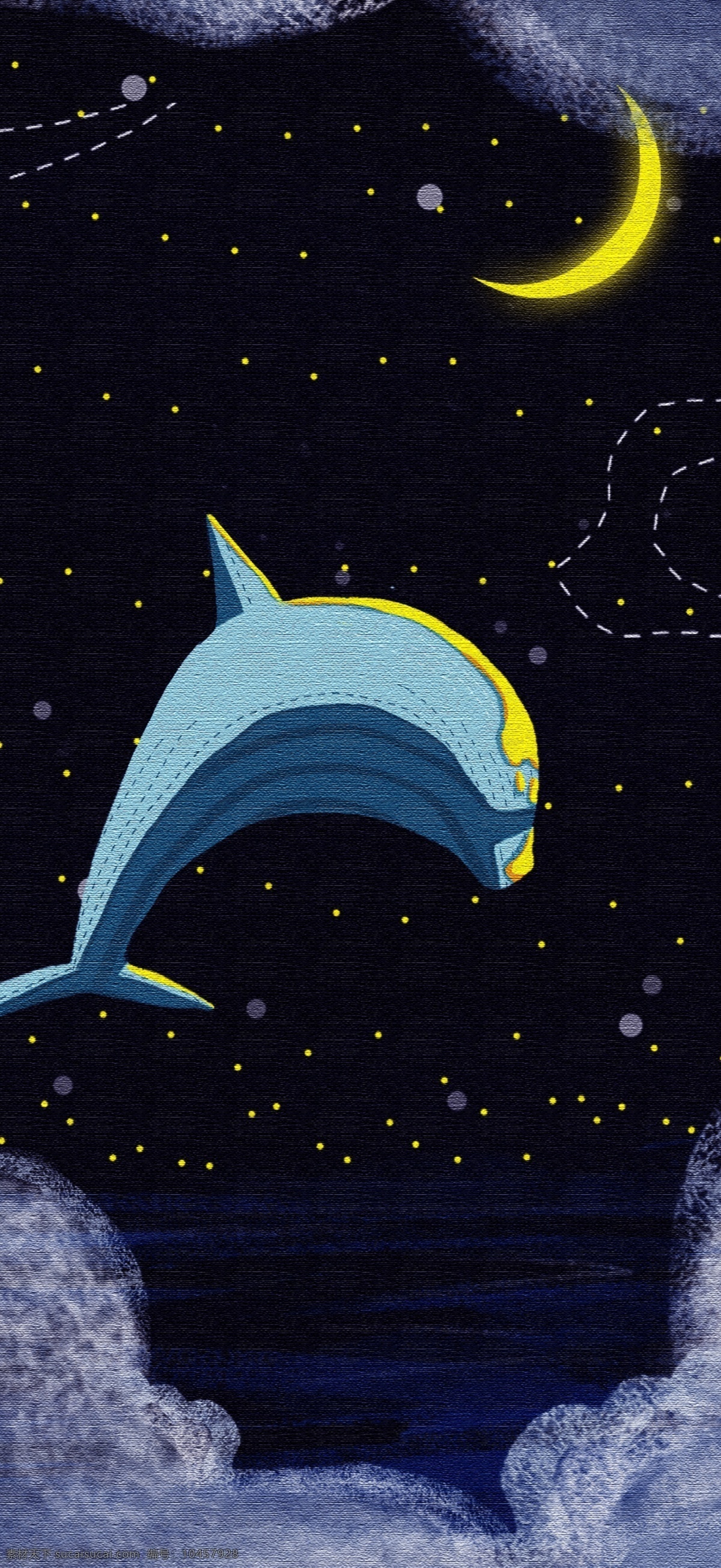 深海 鲸鱼 治愈 系 插画 星空 月亮 星星 壁纸 深海鲸鱼 治愈系 鲸鱼治 愈系插画 桌面