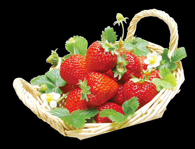 草莓 水果 篮子 绿色 新鲜