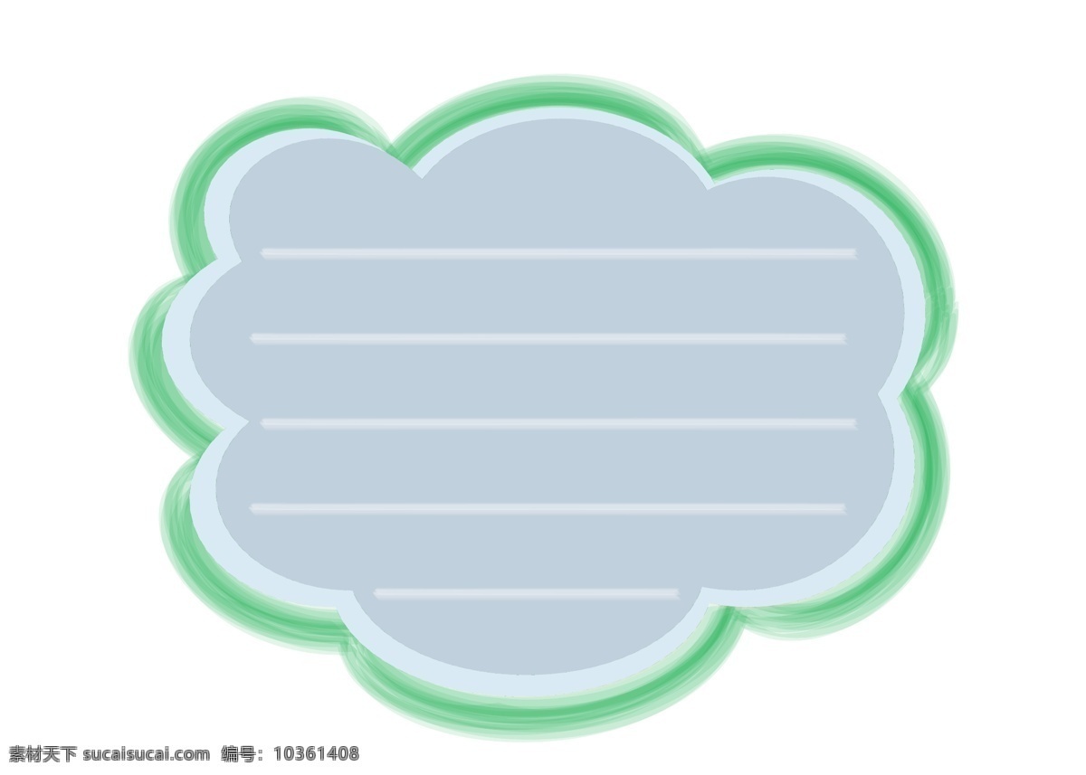 手绘 绿色 云朵 边框 元素 对话框