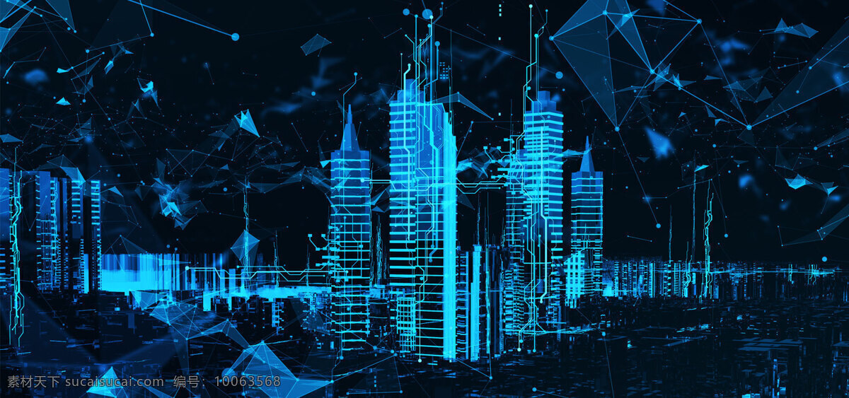 蓝色 城市 banner 背景 光线 线条 建筑 科技 科幻