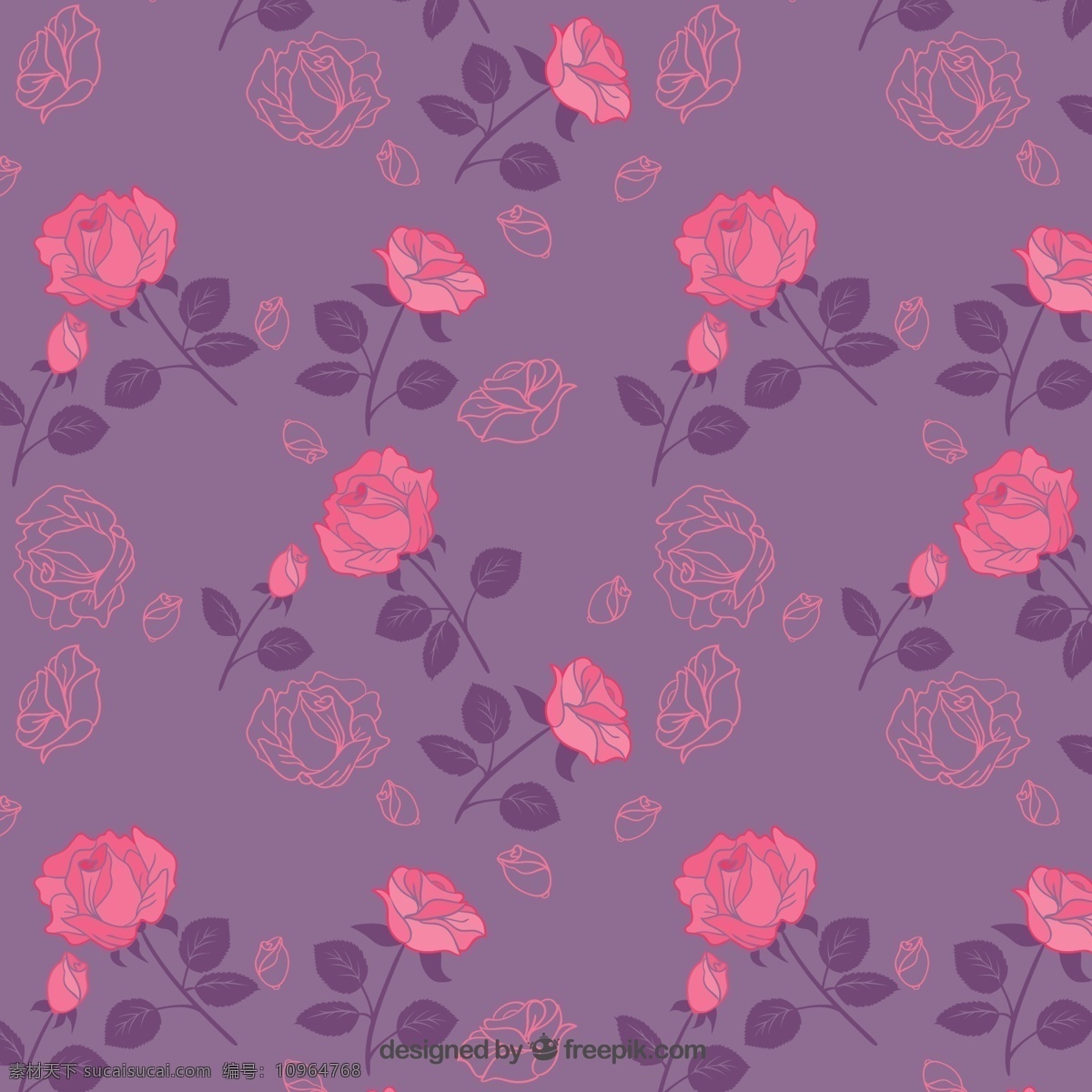 粉色 紫色 玫瑰 图案 花 春 粉 时间 花型 无缝管 无缝 春季花 春季时间 色调 白色
