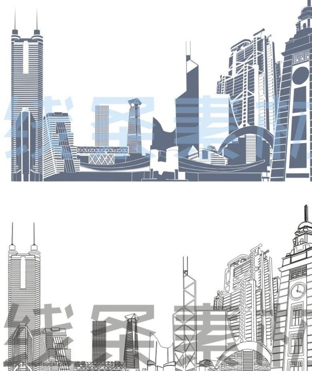 城市剪影 城市 矢量 大楼 线条 现代科技 工业生产