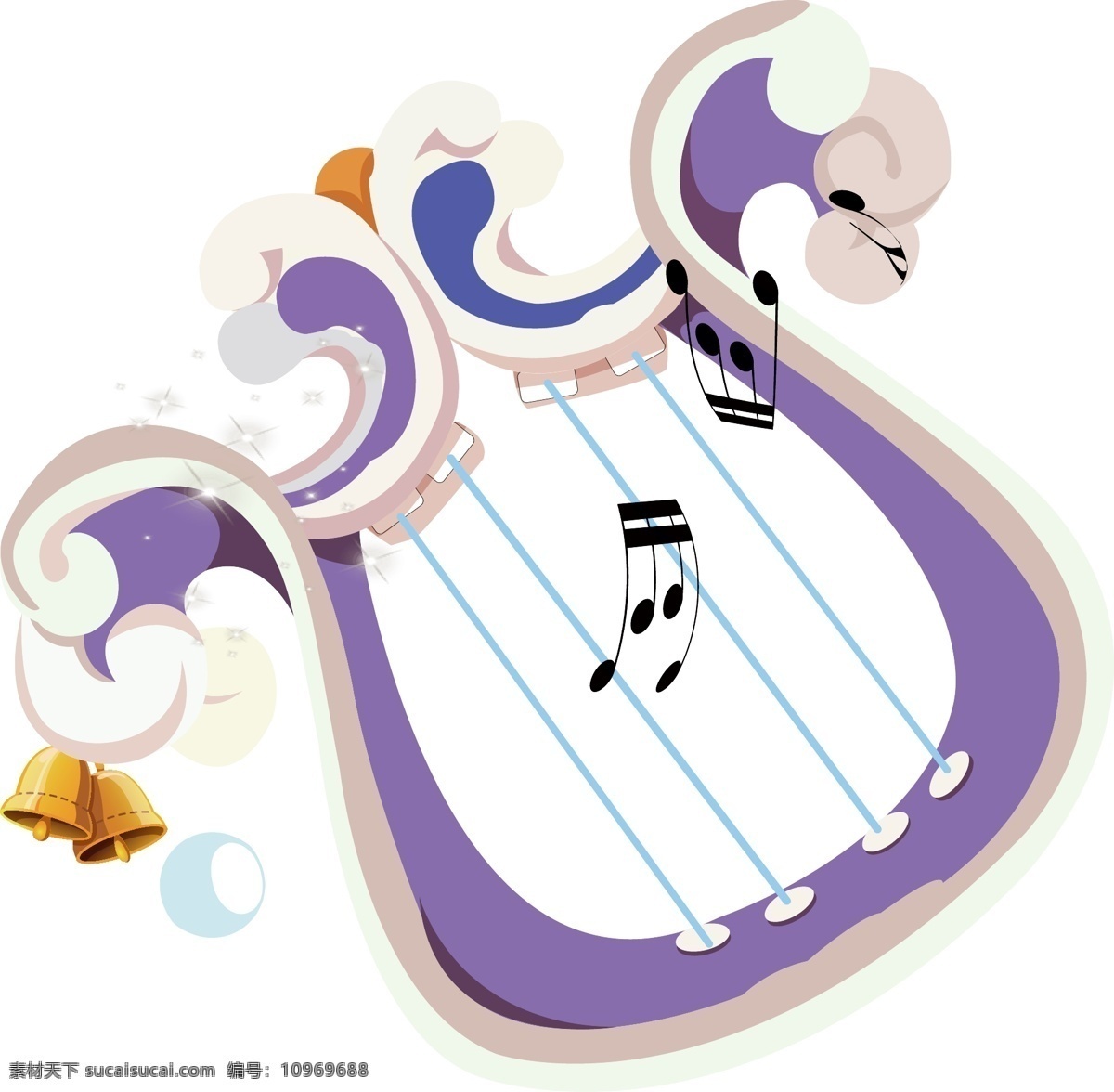 手绘 卡通 可爱 动物 造型 竖琴 古典乐器 古代乐器 弹弦乐器 拔弦乐器 弹拨乐器 复古琴 动物造型