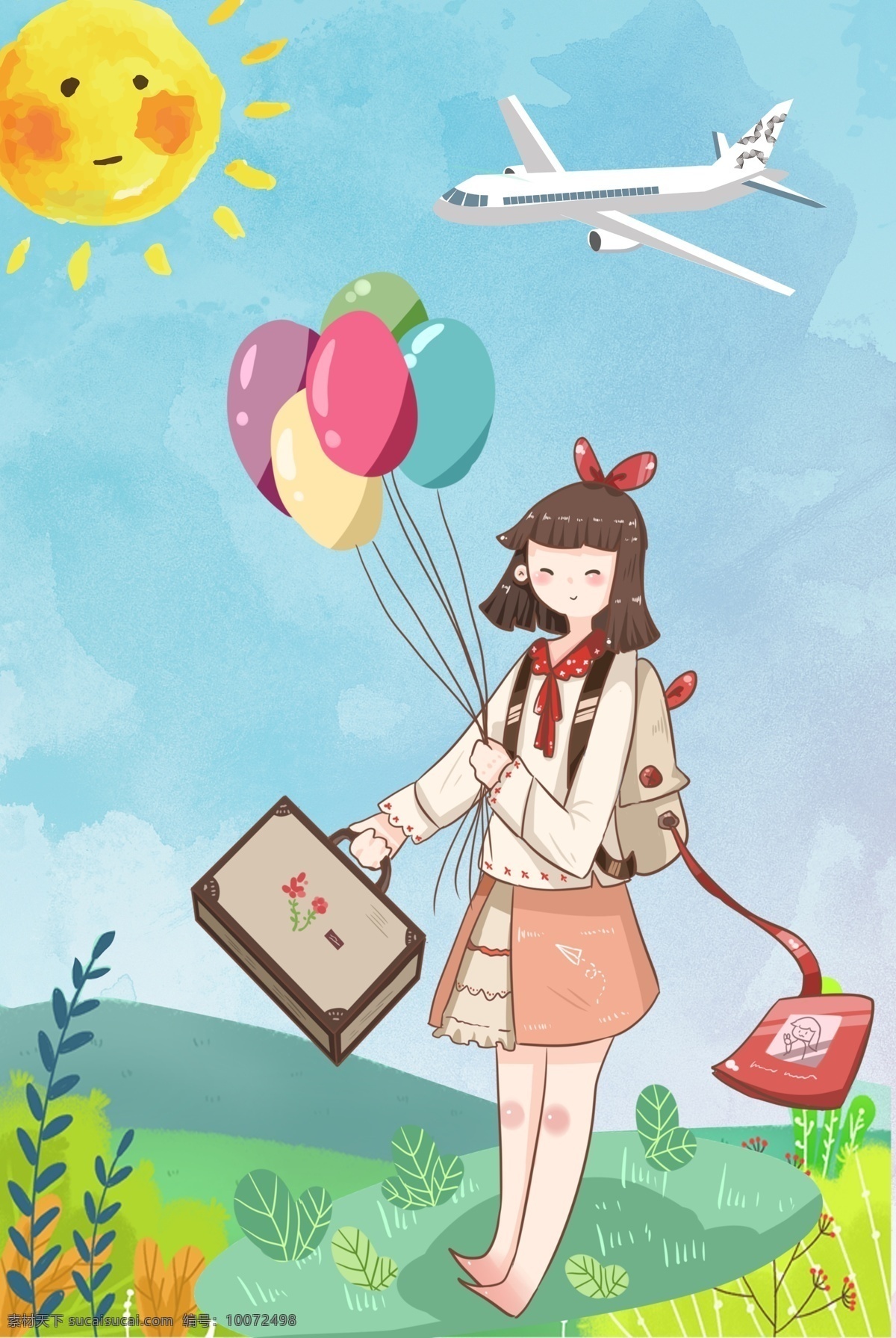 夏日 旅游 背景 背景图片 度假 游玩 夏天 气球 放松
