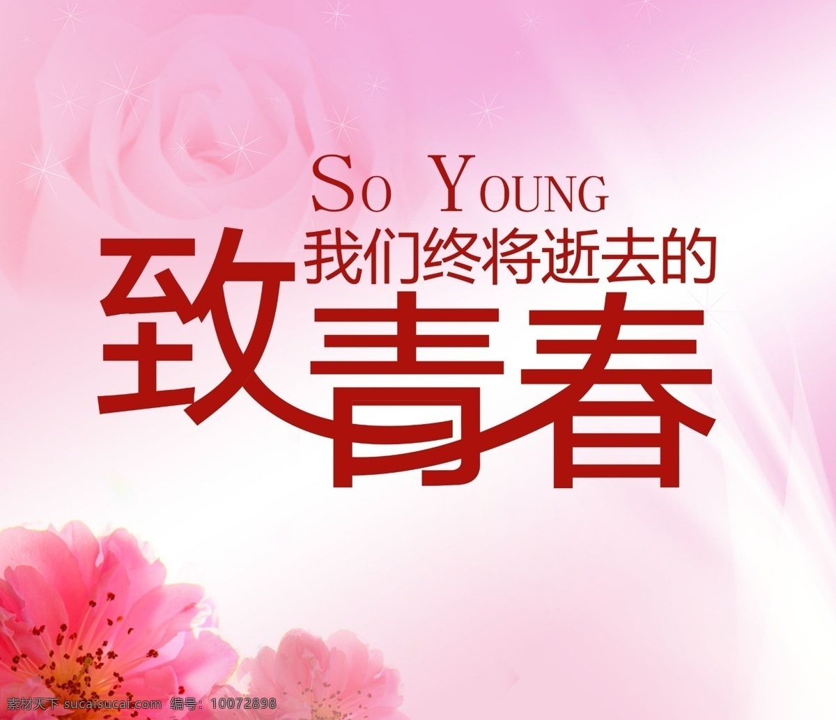 致青春海报 致青春 致 青春 字体 字体设计 粉色背景 粉色 花 粉花 我们 终将 逝去 分层 源文件