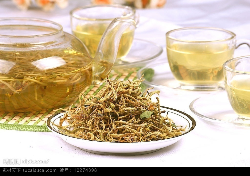 金银花茶 花茶 清热茶 凉茶 餐饮美食 饮料酒水 摄影图库