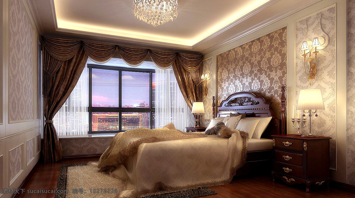 欧式 主 卧 柜子 环境设计 欧式风格 室内设计 台灯 设计素材 模板下载 欧式主卧 卧室床
