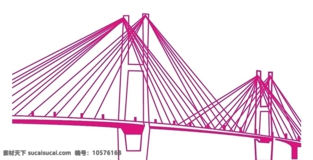 钢索斜拉桥 桥梁 交通工具 现代科技 矢量