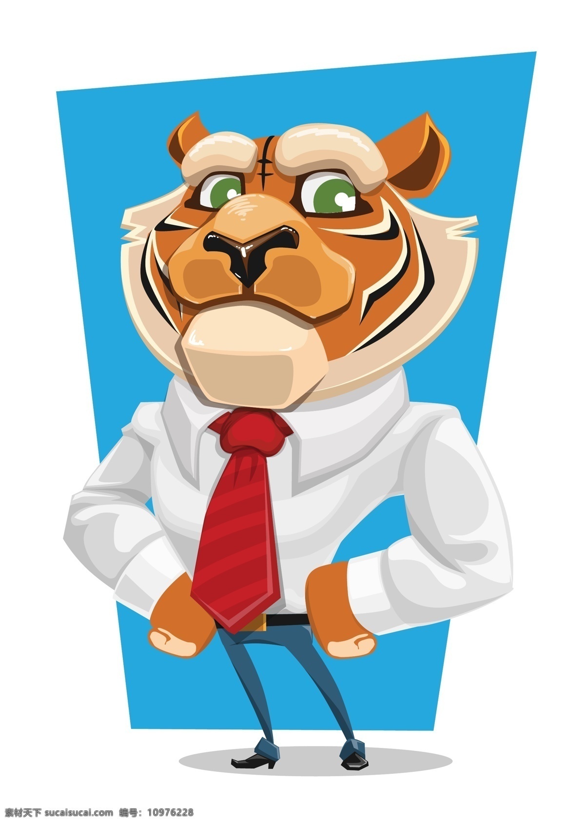 老虎 动画 角色 卡通老虎 矢量老虎 领带素材 装扮 时尚 时装秀