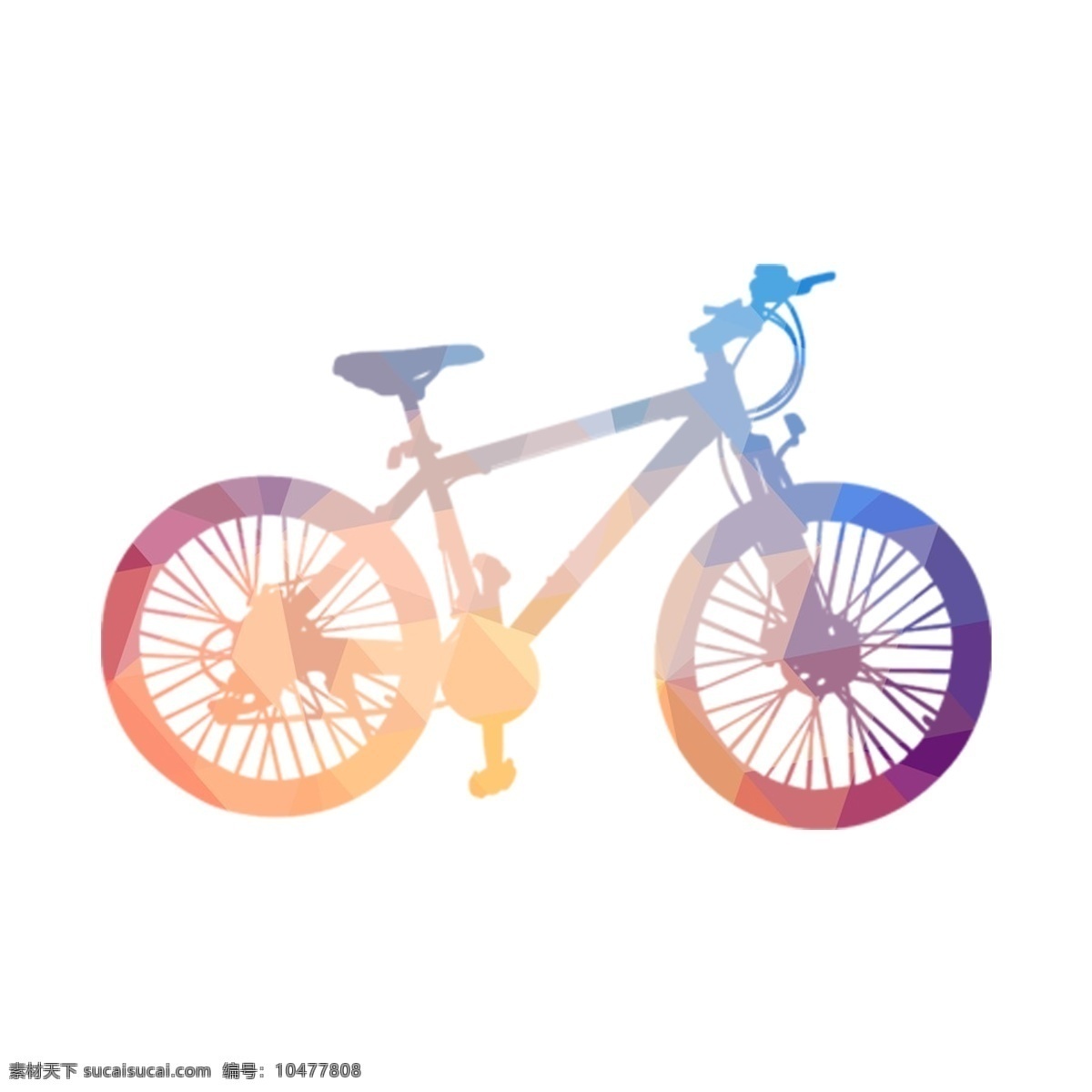 基础 交通工具 自行车 扁平化 剪影 彩色