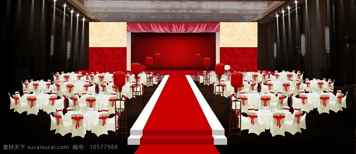 婚礼效果图 婚礼 效果图 舞台效果图 红色 典礼 婚礼设计 分层