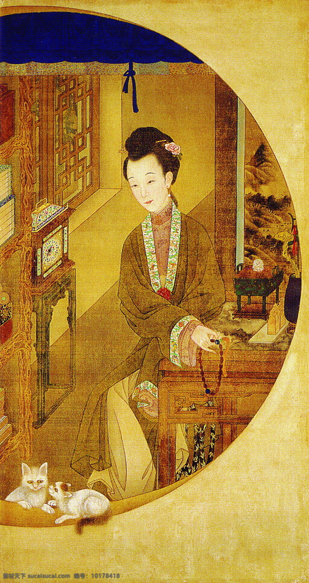 古代 传统 女性人物 仕女图 中国画 设计素材 人物名画 古典藏画 书画美术 黄色