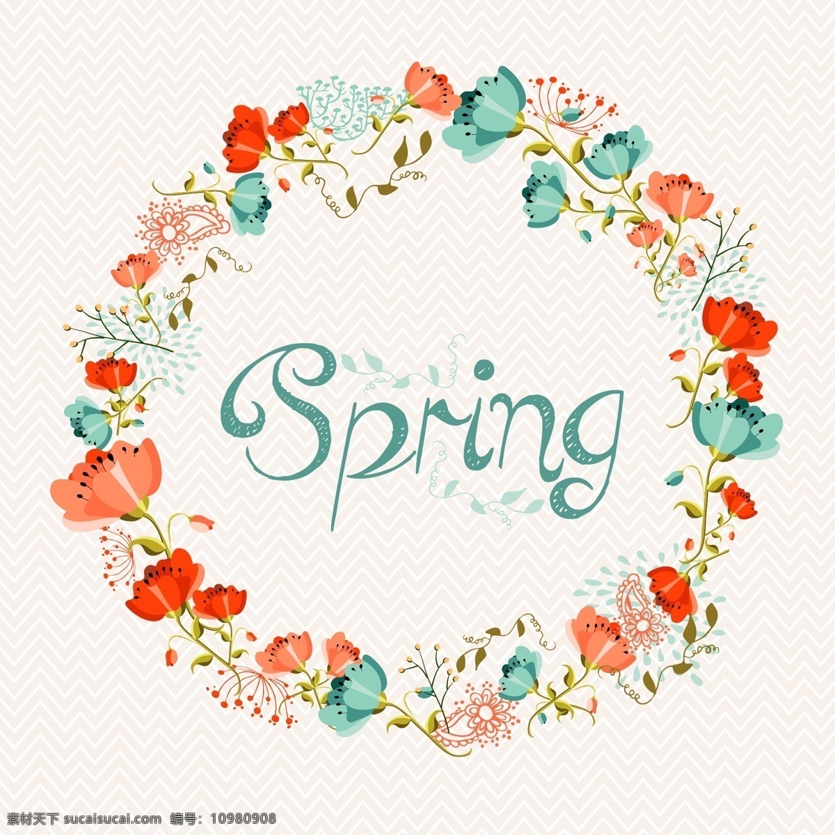 春季水彩花环 春天 水彩 花环 鲜花 美丽 五颜六色 花朵 花边 白色