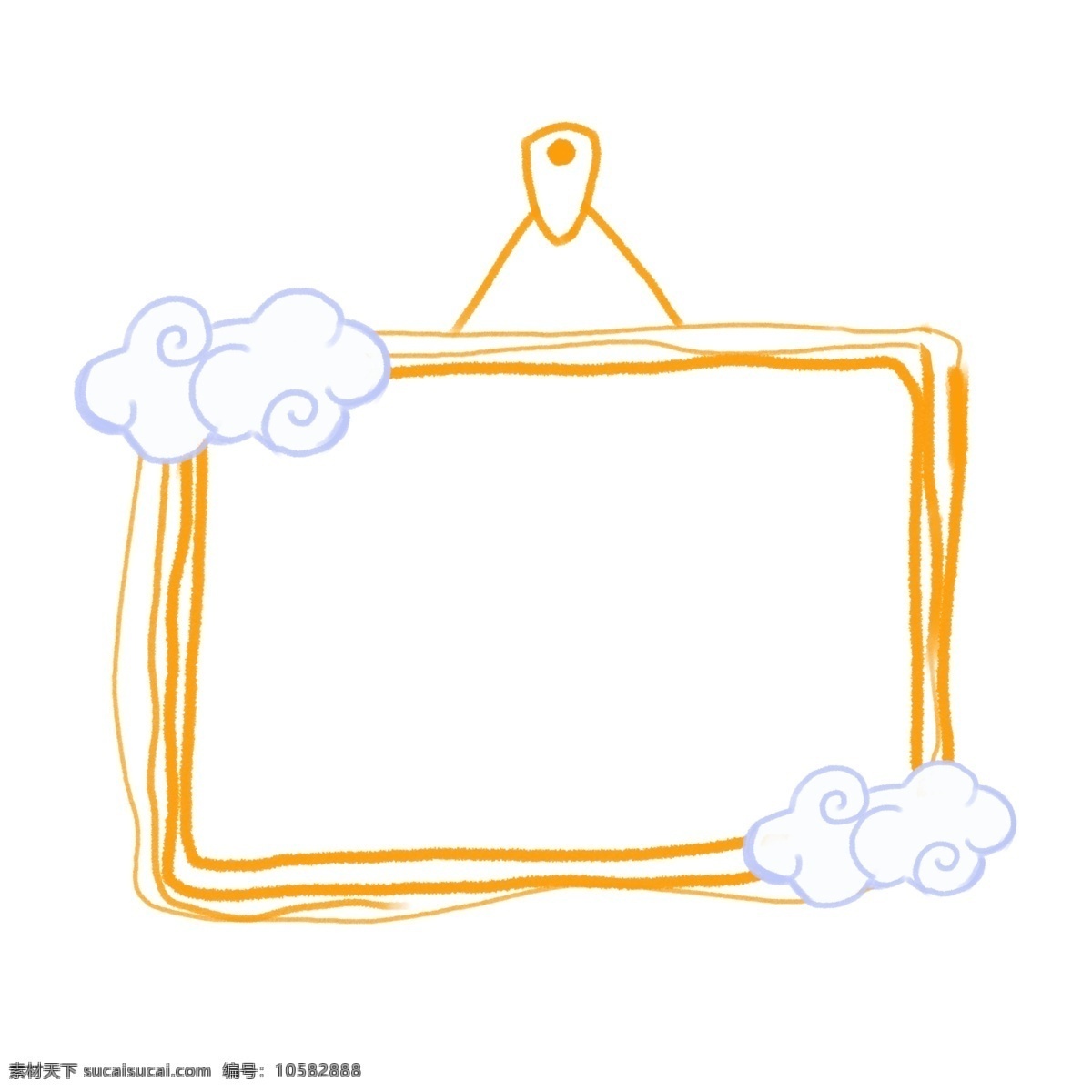 手绘 云朵 相框 设计素材 边框 花环 手绘图 白云 可爱相框 可爱边框 黄色对话框
