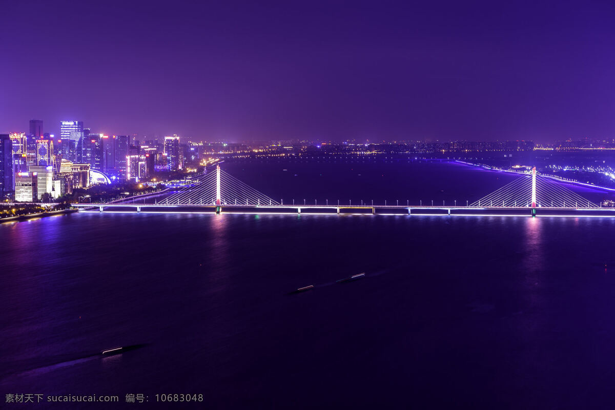 钱塘江 大桥 美景 两岸 夜幕 自然景观 建筑景观