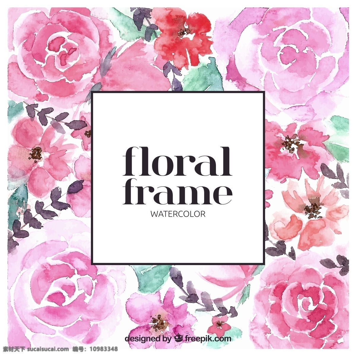 水彩 绘 粉色 花卉 框架 矢量 玫瑰花 底纹边框 边框相框