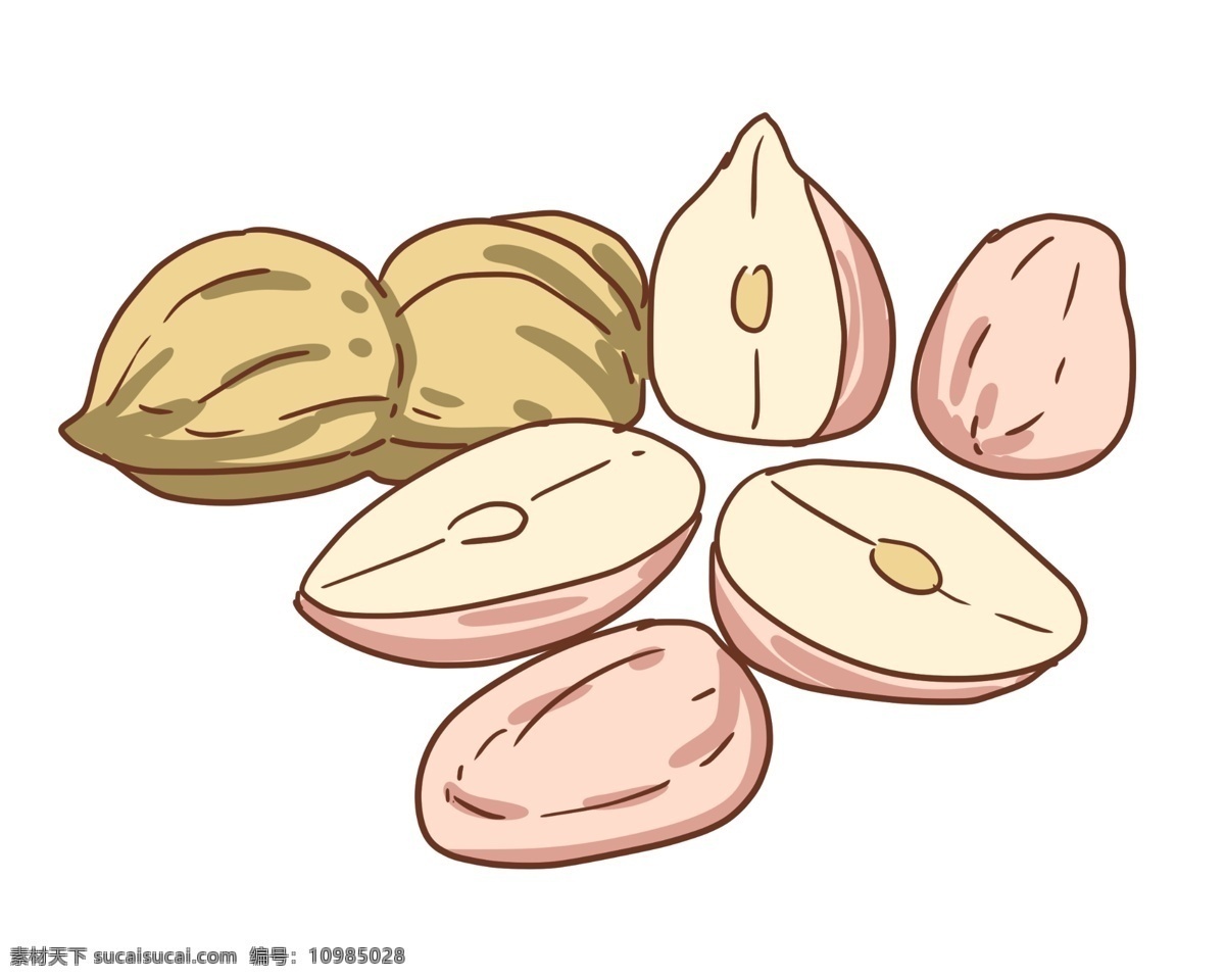 切开 坚果 图案 插图 粉色坚果 切开的坚果 休闲坚果 美味的坚果 小吃坚果 膨化食品 零食坚果插图