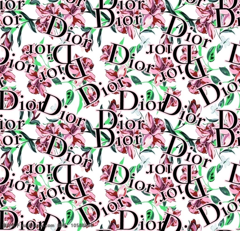 dior花 大牌 白底 花朵 字母花 dior 分层