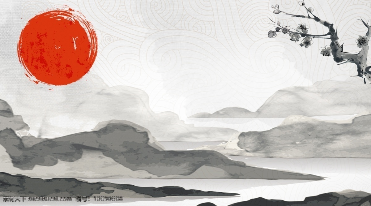 白色 手绘 水墨 山水 展板 背景 中国风 创意背景 psd背景 古典风背景图 彩绘背景 水墨背景