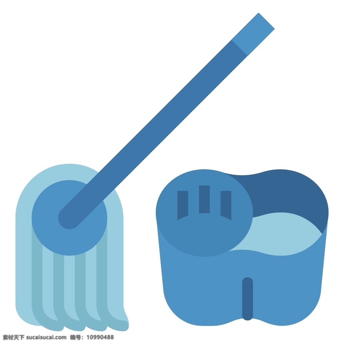 打扫 卫生 拖布 插画 清洁套装 清洁 打扫卫生 蓝色水桶 蓝色拖布 拖把头 拖布头 清洁工具 日常用品
