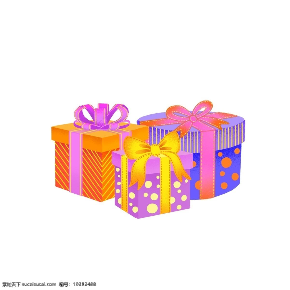 手绘 平安夜 圣诞节 礼物 盒 精品 元素 蝴蝶结 可爱 小清新 装饰 礼物盒 可商用 卡通 彩色