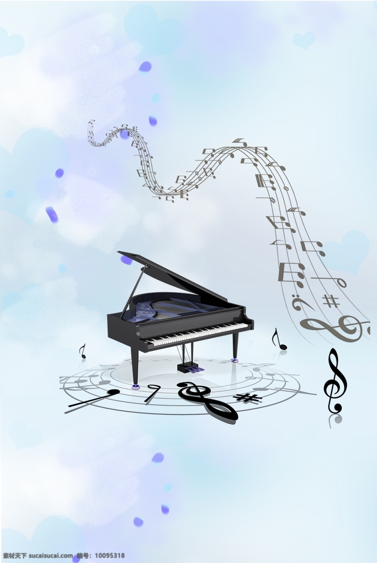 跳动 钢琴 音符 海报 音乐 乐器 music 悠扬 琴声 动听 优雅 蓝色 渐变 黑色 五线谱 乐谱