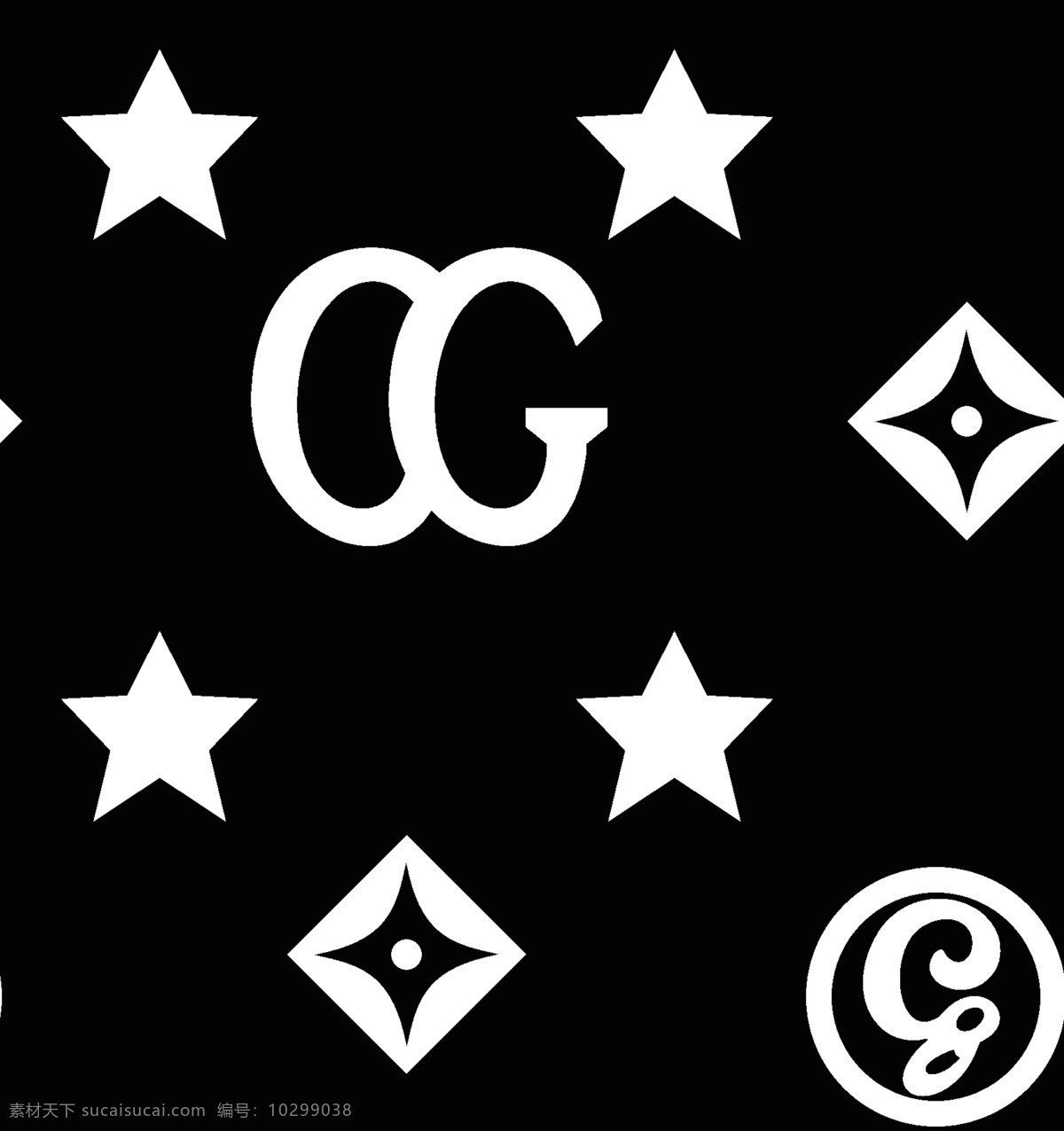 大牌 gg g 星 星黑 色 潮 牌 字母 元素 大牌素材 分层