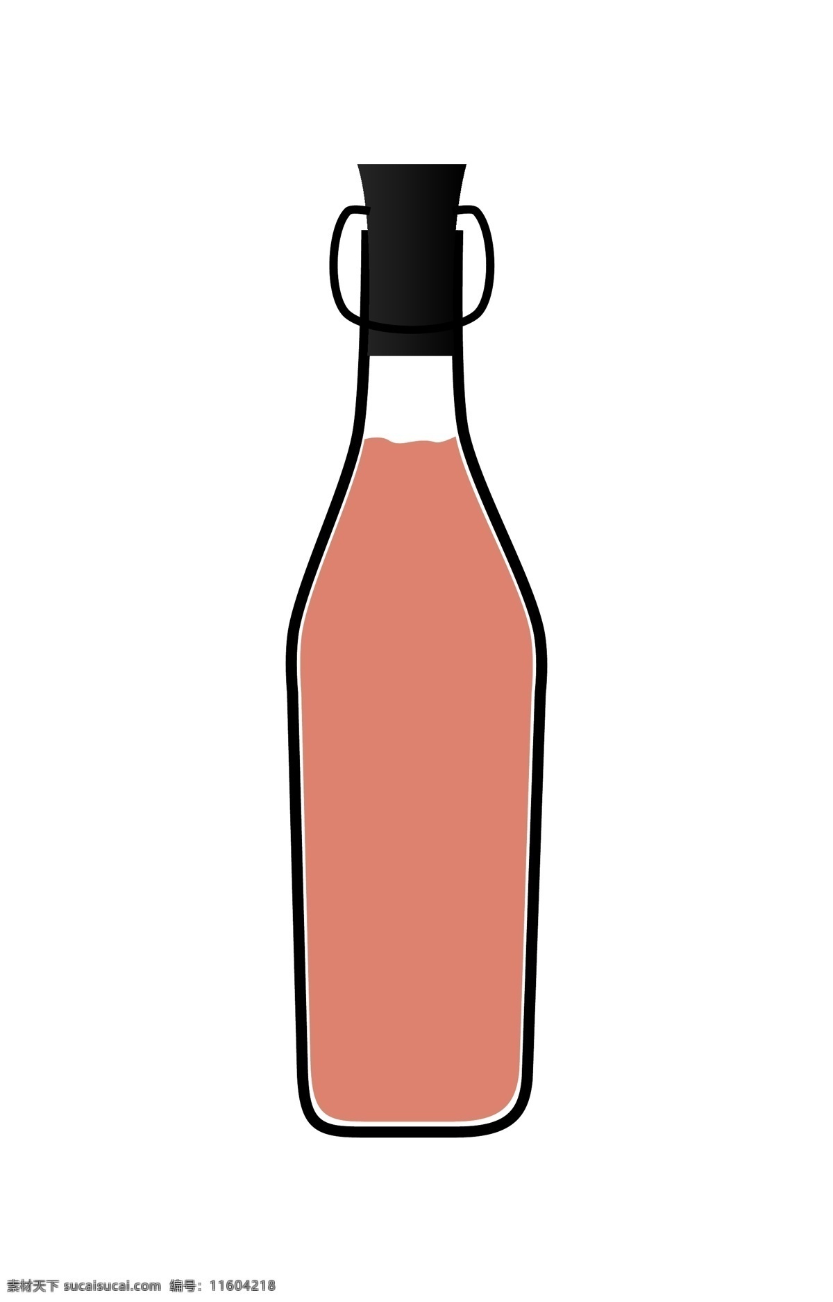 玻璃瓶子 玻璃 瓶子 卡通 酒瓶 酵素瓶 红酒 白酒 红色 黑色 渐变 可爱 手绘 动漫动画