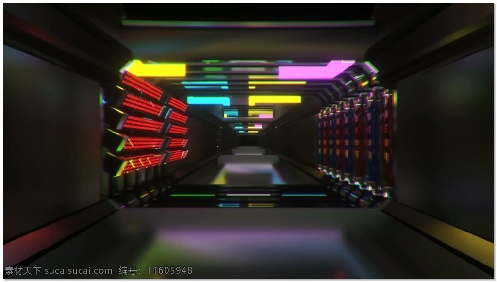 酷 炫 旋转 隧道 视频 彩色 灯光 科幻 视频素材 动态视频素材