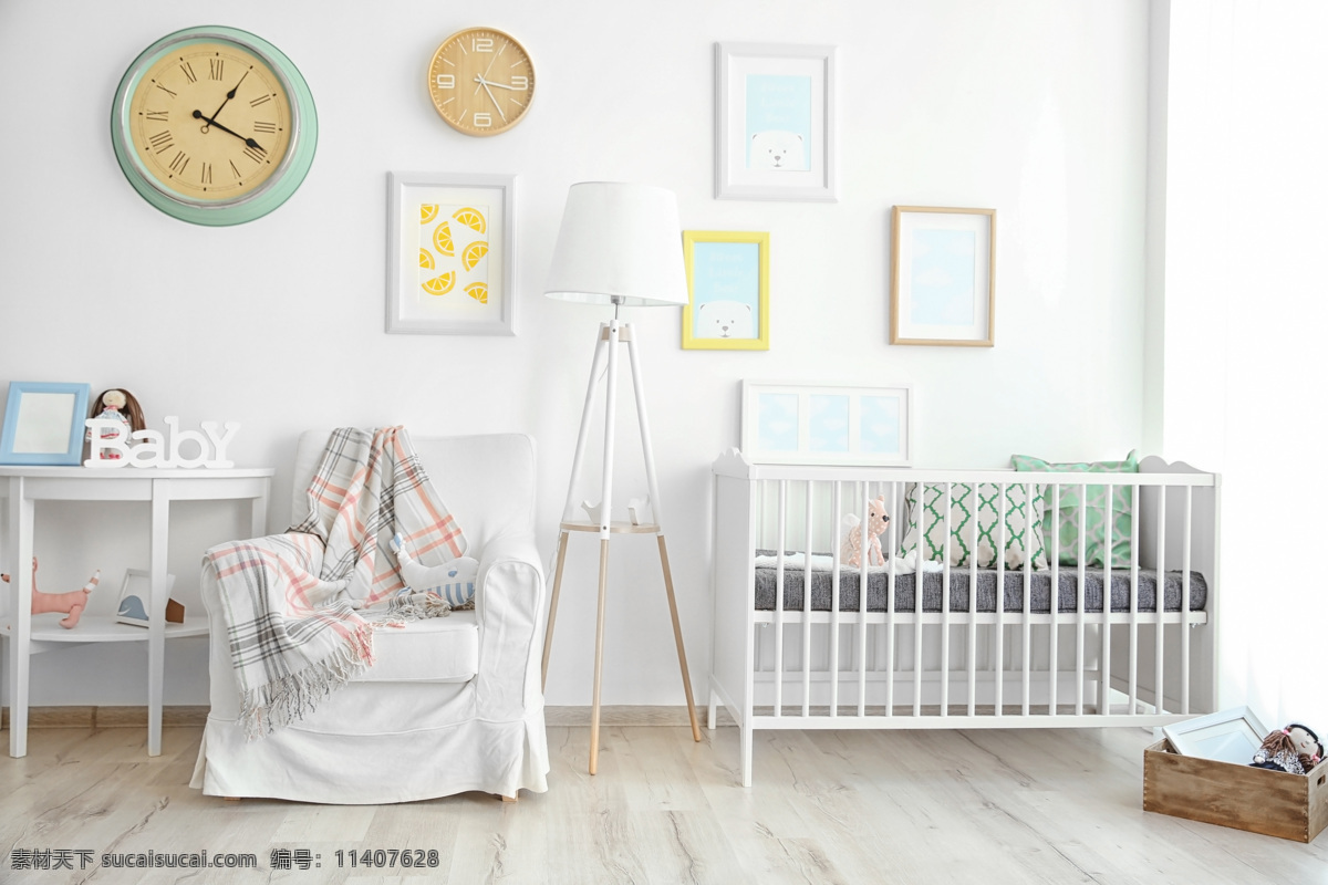 室内 卧室 儿童卧室 可爱 简欧 装饰画 沙发 婴儿床 毯子 钟 浪漫 环境设计 室内设计 生活百科 家居生活