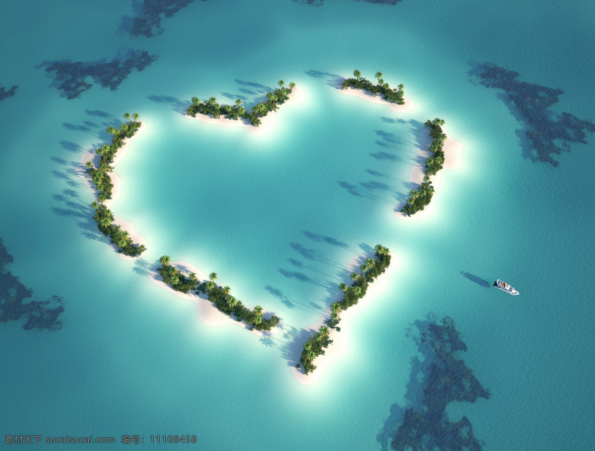 浪漫 心形 岛屿 4k风景壁纸 4k 风景壁纸