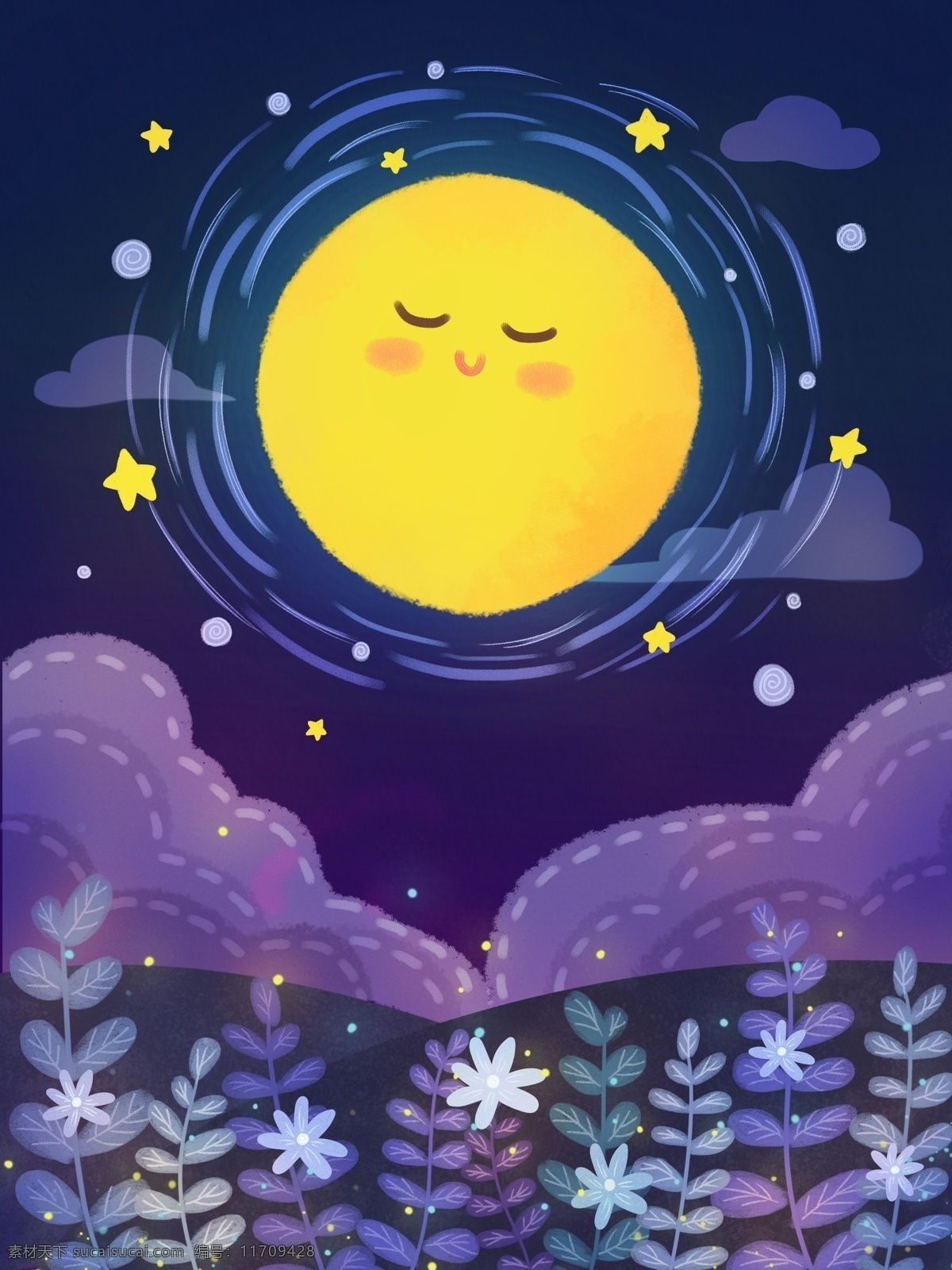 月亮 梦幻 夜晚 黑夜 卡通 紫色 夜空 星球