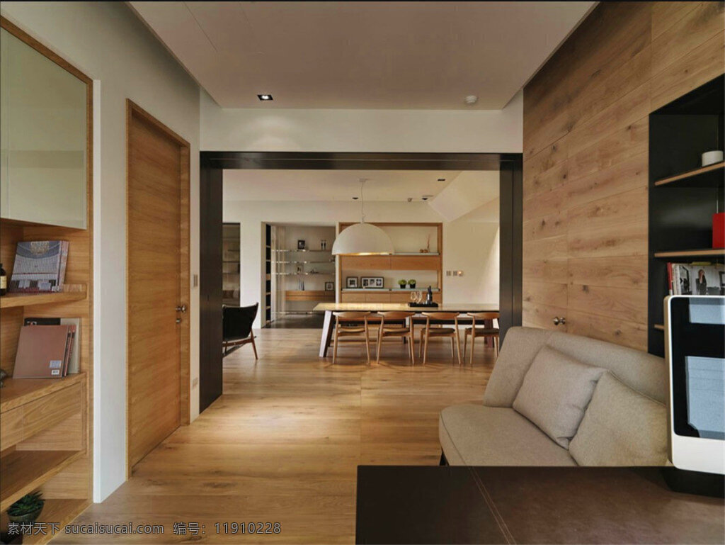 现代 清雅 客厅 木地板 室内装修 效果图 客厅装修 木制背景墙 浅色沙发