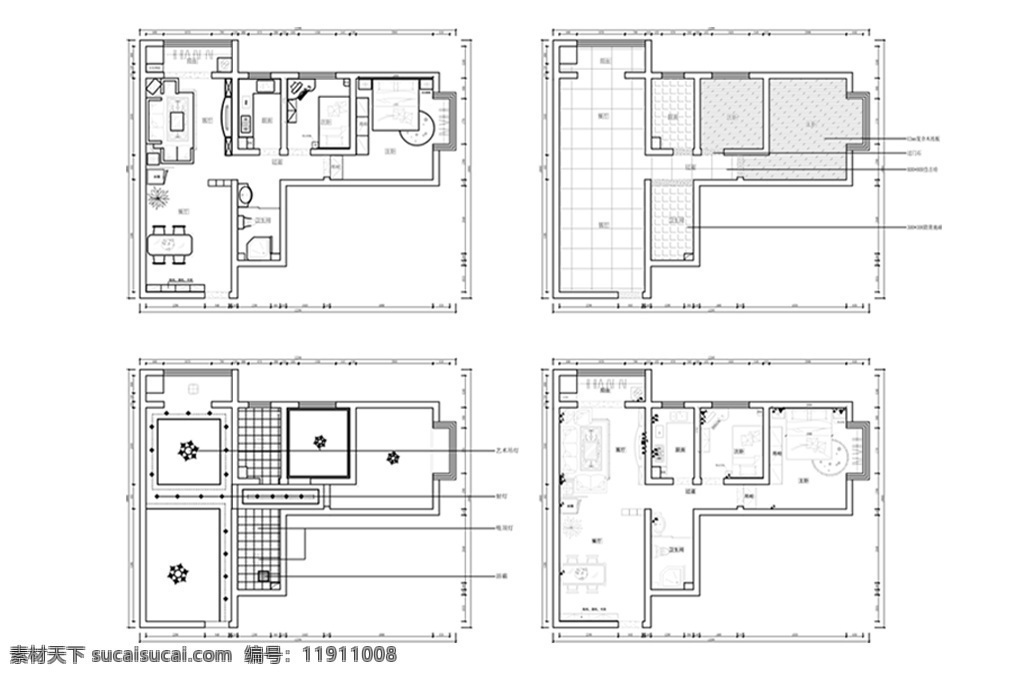 cad 两居室 户型 施工 图纸 两 室 厅 平面 方案 施工图纸 高层 图 定制 居室 平面图