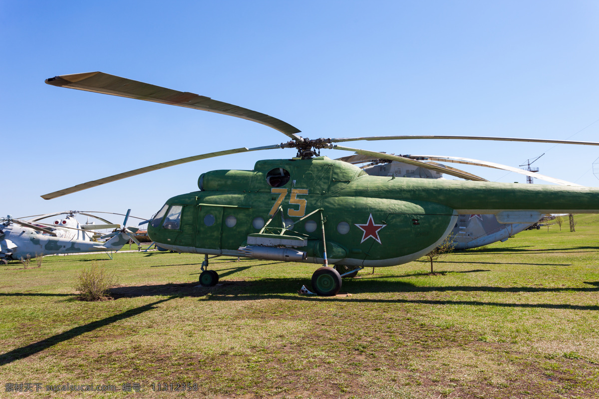草地 上 直升飞机 直升机 交通工具 飞机图片 现代科技