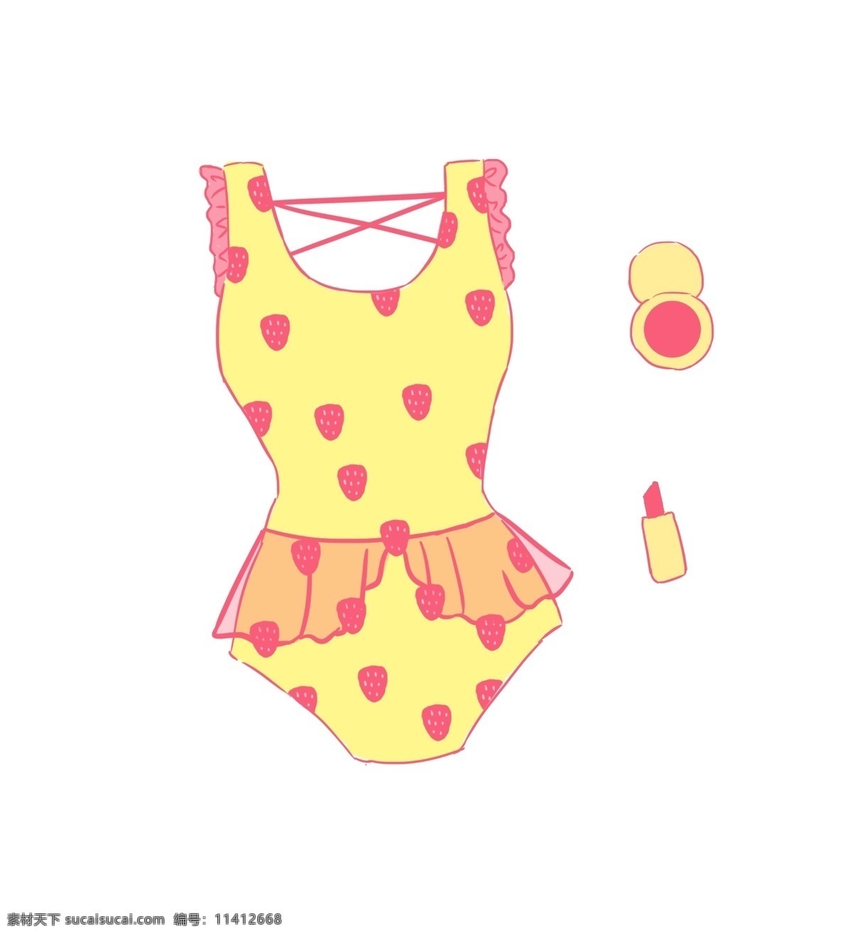夏季 游泳衣 黄色 可爱 性感 连体 泳衣 免 扣 连体泳衣 可爱性感 沙滩