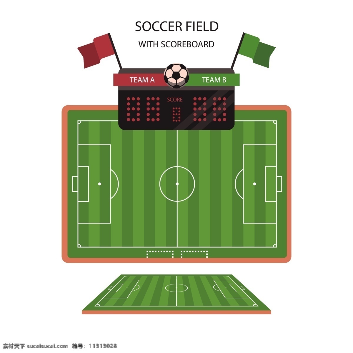 绿色 世界杯 足球场 比分 矢量素材 卡通 足球 俄罗斯 欧洲杯 比赛 体育 竞赛